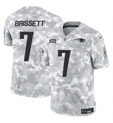 Men New England Patriots 7 Jacoby Brissett 2024 F U S E Arctic Camo Salute To Service Limited Stitched Jersey