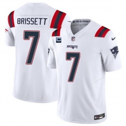 Men New England Patriots 7 Jacoby Brissett White F U S E  With 2 Star C Patch Vapor Limited Stitched Football Jersey