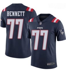 Patriots 77 Michael Bennett Navy Blue Men Stitched Football Limited Rush Jersey