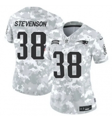 Women New England Patriots 38 Rhamondre Stevenson 2024 F U S E Arctic Camo Salute To Service Limited Stitched Jersey