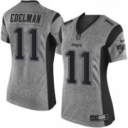 Womens Nike New England Patriots 11 Julian Edelman Limited Gray Gridiron NFL Jersey Womens Nike New England Patriots 11 Julian Edelman Limited Gray Gridiron NFL Jersey