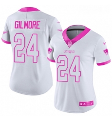 Womens Nike New England Patriots 24 Stephon Gilmore Limited WhitePink Rush Fashion NFL Jersey