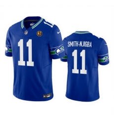 Men Seattle Seahawks 11 Jaxon Smith Njigba Royal 2023 F U S E  Throwback With John Madden Patch Vapor Limited Stitched Football Jersey