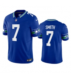 Men Seattle Seahawks 7 Geno Smith Royal 2023 F U S E  Vapor Limited Throwback Stitched Jersey