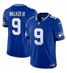 Men Seattle Seahawks 9 Kenneth Walker III Royal 2023 F U S E  Vapor Limited Throwback Stitched Jersey