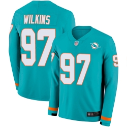 Dolphins 97 Christian Wilkins Aqua Green Team Color Men Stitched Football Limited Therma Long Sleeve Jersey Dolphins 97 Christian Wilkins Aqua Green Team Color Men Stitched Football Limited Therma Long Sleeve Jersey