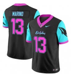 Men Miami Dolphins 13 Dan Marino Black F U S E  Miami Vice Vapor Limited Stitched Football Jersey