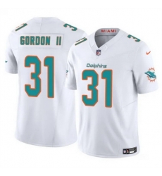 Men Miami Dolphins 31 Ollie Gordon II White 2025 F U S E  Vapor Limited Stitched Football Jersey Men Miami Dolphins 31 Ollie Gordon II White 2025 F U S E  Vapor Limited Stitched Football Jersey