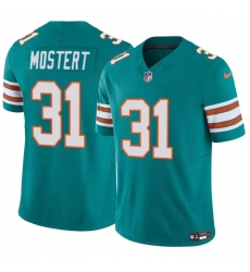 Men Miami Dolphins 31 Raheem Mostert Aqua 2023 F U S E Alternate Vapor Limited Stitched Football Jersey