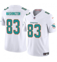 Men Miami Dolphins 83 Malik Washington White 2024 F U S E Vapor Limited Stitched Football Jersey