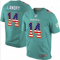 Mens Nike Miami Dolphins 14 Jarvis Landry Elite Aqua Green Home USA Flag Fashion NFL Jersey Mens Nike Miami Dolphins 14 Jarvis Landry Elite Aqua Green Home USA Flag Fashion NFL Jersey