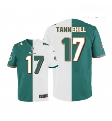 Mens Nike Miami Dolphins 17 Ryan Tannehill Elite Aqua GreenWhite Split Fashion NFL Jersey