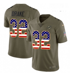 Mens Nike Miami Dolphins 32 Kenyan Drake Limited OliveUSA Flag 2017 Salute to Service NFL Jersey