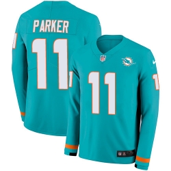 Nike Dolphins 11 DeVante Parker Aqua Green Team Color Men s Stitched NFL Limited Therma Long Sleeve Jersey Nike Dolphins 11 DeVante Parker Aqua Green Team Color Men s Stitched NFL Limited Therma Long Sleeve Jersey