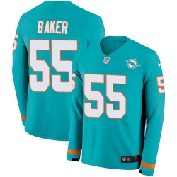 Nike Dolphins 55 Jerome Baker Aqua Green Team Color Men s Stitched NFL Limited Therma Long Sleeve Jersey Nike Dolphins 55 Jerome Baker Aqua Green Team Color Men s Stitched NFL Limited Therma Long Sleeve Jersey