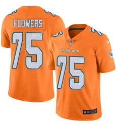 Nike Dolphins 75 Ereck Flowers Orange Men Stitched NFL Limited Rush Jersey