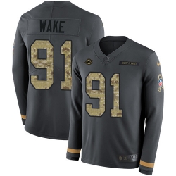 Nike Dolphins 91 Cameron Wake Anthracite Salute to Service Men s Stitched NFL Limited Therma Long Sleeve Jersey Nike Dolphins 91 Cameron Wake Anthracite Salute to Service Men s Stitched NFL Limited Therma Long Sleeve Jersey