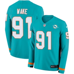 Nike Dolphins 91 Cameron Wake Aqua Green Team Color Men s Stitched NFL Limited Therma Long Sleeve Jersey Nike Dolphins 91 Cameron Wake Aqua Green Team Color Men s Stitched NFL Limited Therma Long Sleeve Jersey