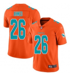 Nike Miami Dolphins 26 Salvon Ahmed Orange Men Stitched NFL Limited Inverted Legend Jersey