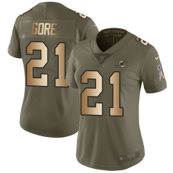 Nike Dolphins #21 Frank Gore Olive Gold Womens Stitched NFL Limited 2017 Salute to Service Jersey Nike Dolphins #21 Frank Gore Olive Gold Womens Stitched NFL Limited 2017 Salute to Service Jersey