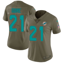 Nike Dolphins #21 Frank Gore Olive Womens Stitched NFL Limited 2017 Salute to Service Jersey Nike Dolphins #21 Frank Gore Olive Womens Stitched NFL Limited 2017 Salute to Service Jersey