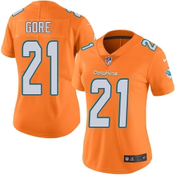 Nike Dolphins #21 Frank Gore Orange Womens Stitched NFL Limited Rush Jersey Nike Dolphins #21 Frank Gore Orange Womens Stitched NFL Limited Rush Jersey