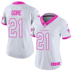 Nike Dolphins #21 Frank Gore White Pink Womens Stitched NFL Limited Rush Fashion Jersey Nike Dolphins #21 Frank Gore White Pink Womens Stitched NFL Limited Rush Fashion Jersey