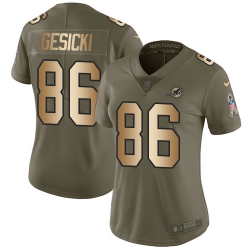 Nike Dolphins #86 Mike Gesicki Olive Gold Womens Stitched NFL Limited 2017 Salute to Service Jersey Nike Dolphins #86 Mike Gesicki Olive Gold Womens Stitched NFL Limited 2017 Salute to Service Jersey
