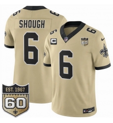 Men New Orleans Saints 6 Tyler Shough Gold 2026 F U S E With 1 Star C Patch And 60th Anniversary Patch Vapor Limited Football Stitched Jersey Men New Orleans Saints 6 Tyler Shough Gold 2026 F U S E With 1 Star C Patch And 60th Anniversary Patch Vapor Limited Football Stitched Jersey