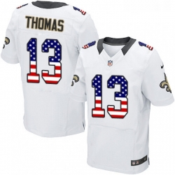 Mens Nike New Orleans Saints 13 Michael Thomas Elite White Road USA Flag Fashion NFL Jersey Mens Nike New Orleans Saints 13 Michael Thomas Elite White Road USA Flag Fashion NFL Jersey