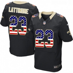 Mens Nike New Orleans Saints 23 Marshon Lattimore Elite Black Home USA Flag Fashion NFL Jersey Mens Nike New Orleans Saints 23 Marshon Lattimore Elite Black Home USA Flag Fashion NFL Jersey