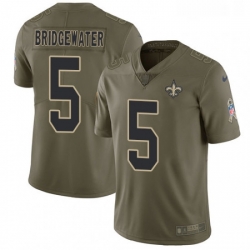 Mens Nike New Orleans Saints 5 Teddy Bridgewater Limited Olive 2017 Salute to Service NFL Jersey Mens Nike New Orleans Saints 5 Teddy Bridgewater Limited Olive 2017 Salute to Service NFL Jersey