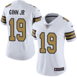 Nike Saints #19 Ted Ginn Jr White Womens Stitched NFL Limited Rush Jersey Nike Saints #19 Ted Ginn Jr White Womens Stitched NFL Limited Rush Jersey
