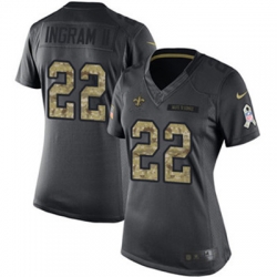 Nike Saints #22 Mark Ingram II Black Womens Stitched NFL Limited 2016 Salute to Service Jersey Nike Saints #22 Mark Ingram II Black Womens Stitched NFL Limited 2016 Salute to Service Jersey