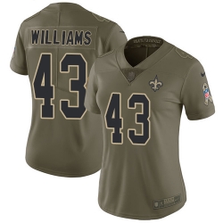 Nike Saints #43 Marcus Williams Olive Womens Stitched NFL Limited 2017 Salute to Service Jersey Nike Saints #43 Marcus Williams Olive Womens Stitched NFL Limited 2017 Salute to Service Jersey