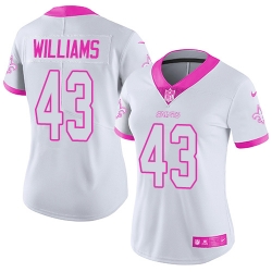 Nike Saints #43 Marcus Williams White Pink Womens Stitched NFL Limited Rush Fashion Jersey Nike Saints #43 Marcus Williams White Pink Womens Stitched NFL Limited Rush Fashion Jersey