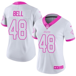 Nike Saints #48 Vonn Bell White Pink Womens Stitched NFL Limited Rush Fashion Jersey Nike Saints #48 Vonn Bell White Pink Womens Stitched NFL Limited Rush Fashion Jersey