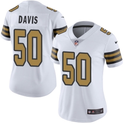 Nike Saints #50 DeMario Davis White Womens Stitched NFL Limited Rush Jersey Nike Saints #50 DeMario Davis White Womens Stitched NFL Limited Rush Jersey
