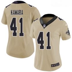 Saints #41 Alvin Kamara Gold Women Stitched Football Limited Inverted Legend Jersey Saints #41 Alvin Kamara Gold Women Stitched Football Limited Inverted Legend Jersey