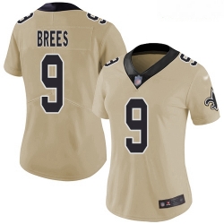 Saints #9 Drew Brees Gold Women Stitched Football Limited Inverted Legend Jersey Saints #9 Drew Brees Gold Women Stitched Football Limited Inverted Legend Jersey