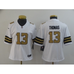 Women Nike Saints 13 Michael Thomas White Color Rush Limited Jersey Women Nike Saints 13 Michael Thomas White Color Rush Limited Jersey