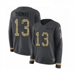 Womens Nike New Orleans Saints 13 Michael Thomas Limited Black Salute to Service Therma Long Sleeve NFL Jersey Womens Nike New Orleans Saints 13 Michael Thomas Limited Black Salute to Service Therma Long Sleeve NFL Jersey