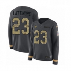 Womens Nike New Orleans Saints 23 Marshon Lattimore Limited Black Salute to Service Therma Long Sleeve NFL Jersey Womens Nike New Orleans Saints 23 Marshon Lattimore Limited Black Salute to Service Therma Long Sleeve NFL Jersey