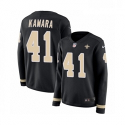 Womens Nike New Orleans Saints 41 Alvin Kamara Limited Black Therma Long Sleeve NFL Jersey Womens Nike New Orleans Saints 41 Alvin Kamara Limited Black Therma Long Sleeve NFL Jersey