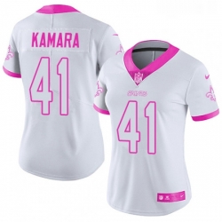 Womens Nike New Orleans Saints 41 Alvin Kamara Limited WhitePink Rush Fashion NFL Jersey Womens Nike New Orleans Saints 41 Alvin Kamara Limited WhitePink Rush Fashion NFL Jersey