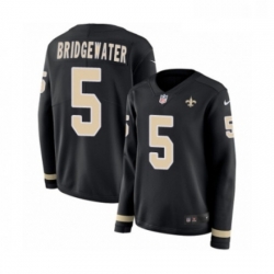 Womens Nike New Orleans Saints 5 Teddy Bridgewater Limited Black Therma Long Sleeve NFL Jersey Womens Nike New Orleans Saints 5 Teddy Bridgewater Limited Black Therma Long Sleeve NFL Jersey