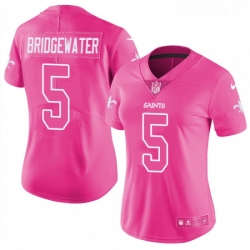 Womens Nike New Orleans Saints 5 Teddy Bridgewater Limited Pink Rush Fashion NFL Jersey Womens Nike New Orleans Saints 5 Teddy Bridgewater Limited Pink Rush Fashion NFL Jersey
