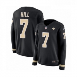 Womens Nike New Orleans Saints 7 Taysom Hill Limited Black Therma Long Sleeve NFL Jersey Womens Nike New Orleans Saints 7 Taysom Hill Limited Black Therma Long Sleeve NFL Jersey