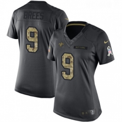 Womens Nike New Orleans Saints 9 Drew Brees Limited Black 2016 Salute to Service NFL Jersey Womens Nike New Orleans Saints 9 Drew Brees Limited Black 2016 Salute to Service NFL Jersey