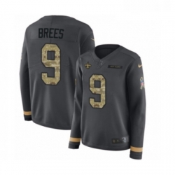 Womens Nike New Orleans Saints 9 Drew Brees Limited Black Salute to Service Therma Long Sleeve NFL Jersey Womens Nike New Orleans Saints 9 Drew Brees Limited Black Salute to Service Therma Long Sleeve NFL Jersey